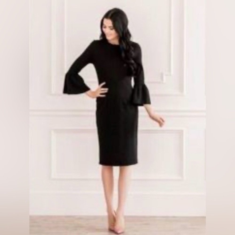 NWT Rachel Parcell Black Bell Sleeve Sheath Dress XXS
